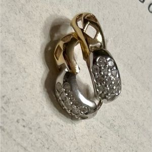 Pave diamond huggie pierced earrings